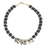 Rustic Fortune,'Wood and Bone Beaded Pendant Necklace from Ghana'
