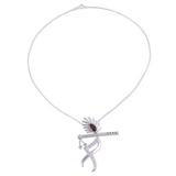 Melodious Krishna,'Music Themed Krishna Garnet Pendant Necklace'