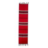 Trails of Totonicapan in Red,'Black and Red Table Runner Hand Loomed in Cotton'