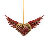 Wood ornament, 'Wings of the Heart'