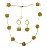 Golden Planets,'18k Gold Accent Brazilian Golden Grass Necklace and Earrings'