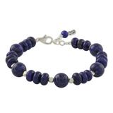 Lapis lazuli beaded bracelet, 'Tropical Bubbles'
