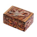 Gecko Forest,'Gecko-Themed Wood Mini Jewelry Box from Bali'