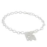 Sterling silver charm bracelet, 'Simple Elephant Family'