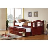 Red Barrel Studio® Mcginnis Daybed w/ Trundle Wood in Brown/Green/Red, Size 37.5 H x 42.75 W x 80.75 D in | Wayfair