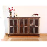 Millwood Pines Straley 6 Iron Mesh Door Panel Sideboard w/ Middle Shelves Wood in Brown, Size 43.0 H x 71.0 W x 16.0 D in | Wayfair