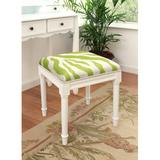House of Hampton® Ahloni Solid Wood Vanity Stool Linen/Wood/Upholstered in Green/Brown, Size 19.0 H x 17.0 W x 16.0 D in | Wayfair
