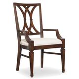 Hooker Furniture Palisade Cross Back Arm Chair in Figured Walnut/Beige Wood/Upholstered in Brown, Size 40.0 H x 23.5 W x 24.75 D in 5183-75300