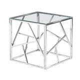 Orren Ellis Mcquiston Angled End Table Glass/Metal in Gray, Size 22.0 H x 22.0 W x 22.0 D in | Wayfair 244879E8AEDB4BA4B1AFD8D4AA61AC8B