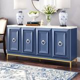 Everly Quinn Fitz 71" Wide Sideboard Wood in White/Blue, Size 36.0 H x 71.0 W x 19.0 D in | Wayfair 65370C1BFE8C43BB9EE3BBEFD331A582