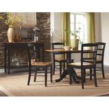 Charlton Home® Polito Pedestal Extendable 5 Piece Solid Wood Dining Set Wood in Black/Brown | Wayfair B704BC0CE4254DD5BF9D71F762F4D053