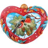 The Holiday Aisle® Fifield Feathered Friends Birds Heart Ornament Derevo Collection Plastic in Blue/Red, Size 3.5 H x 3.5 W x 0.5 D in | Wayfair