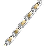 Men's Inlay Diamond Bracelet In Stainless Steel And 18k Gold (1/5 Ct. T.w.) - Metallic - Macy's Bracelets