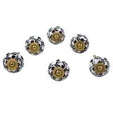 Magical Blooms,'Ceramic Cabinet Knobs Floral White Black (Set of 6) India'