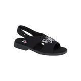 Haband Women's Embroidered Canvas Sandals, Black, Size 9 Wide, W