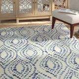 Blue/Brown/Navy Area Rug - Langley Street® Bradyn Geometric Navy/White Area Rug Polyester in Blue/Brown/Navy, Size 60.0 W x 0.41 D in | Wayfair