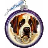 The Holiday Aisle® Dog Lover Glass Ball Ornament Holiday Splendor Collection Glass in Brown/Indigo, Size 4.0 H x 3.0 W x 3.0 D in | Wayfair