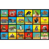 Kid Carpet Animal Picture Squares Rug Nylon in Orange/Blue/Brown, Size 0.25 H x 144.0 W x 90.0 D in | Wayfair FA1139-44KC