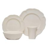 Red Vanilla Classic 16 Piece Dinner Set, Service for 4 Ceramic/Earthenware/Stoneware in White | Wayfair FN900-16C