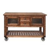 Loon Peak® Whyalla Wooden Kitchen Cart Wood in Brown, Size 36.0 H x 58.0 W x 20.0 D in | Wayfair 1586F16441164BF0BB7611E82CA97990