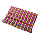 Path of Happiness,'Multicolor Striped Cotton Table Runner from Guatemala'