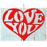 The Holiday Aisle® Heart of Love Shaped Rustic Wooden Magnets Wood in Brown/Red, Size 5.0 H x 5.0 W x 1.0 D in | Wayfair