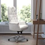 Flash Furniture High Back Traditional Tufted 29" Leather Swivel Executive Chair Upholstered/Metal in White, Size 50.25 H x 28.0 W x 28.0 D in