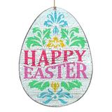 The Holiday Aisle® Happy Easter Egg Shaped Rustic Wooden Magnets Wood in Brown/White, Size 5.0 H x 4.0 W x 0.5 D in | Wayfair