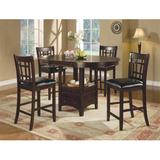 Winston Porter Renshaw Counter Height Extendable Dining Set Wood/Upholstered Chairs in Brown/Gray | Wayfair 7376AA3BF2C447DA80B3D50659E8C9DD