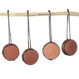 Bass Drum,'Handcrafted Leather and Wood Bass Drum Ornaments (Set of 4)'
