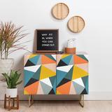 East Urban Home The Old Art Studio Modern Geometric Credenza Wood in Blue/Brown/Yellow, Size 31.0 H x 38.0 W x 20.0 D in | Wayfair