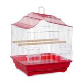 Tucker Murphy Pet™ Tanya 18" Victorian Table Top Bird Cage w/ Perch Plastic/Steel in Red/White, Size 18.0 H x 14.0 W x 16.0 D in | Wayfair
