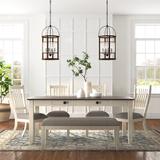 Three Posts™ Rockdale 6 Piece Dining Set Wood/Upholstered Chairs in Brown/Gray/White, Size 2.0 H in | Wayfair B8BA5EC2D92847AAAC1E93FE89441E78