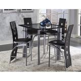 Wade Logan® Mccready 4 - Person Dining Set Glass/Metal/Upholstered Chairs in Black, Size 36.0 H in | Wayfair 536C50BA41924CF58320F41976B67F82