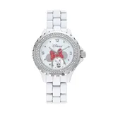Disney's Minnie Mouse Women's Crystal Watch, White