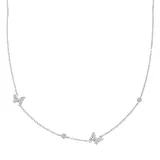 "Sterling Silver Cubic Zirconia Butterfly Station Necklace, Women's, Size: 17"", White"