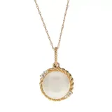 "PearLustre by Imperial 10k Gold Freshwater Cultured Pearl & White Topaz Halo Pendant, Women's, Size: 18"""