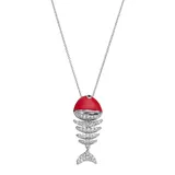 "Sophie Miller Sterling Silver Cubic Zirconia Fish Pendant, Women's, Size: 16"", Red"