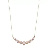 "14k Gold Pink Freshwater Cultured Pearl Curved Bar Necklace, Women's, Size: 18"""