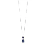 "Gemminded 10k Gold 1/6 Carat T.W. Diamond & Sapphire Teardrop Pendant Necklace, Women's, Size: 18"", Blue"