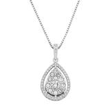 Diamond Splendor Sterling Silver Crystal Teardrop Pendant Necklace, Women's, White