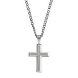 Men's Stainless Steel Diamond Accent Cross Pendant Necklace, Women's, White