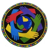 Fun Rugs Fun Time Shape Hands Around The World Rug - 3'3'' Round, Multicolor, 3Ft Rnd