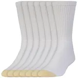 Extended Size GOLDTOE 6-pack + 2 Bonus Cushioned Crew Socks, Men's, Size: 13-15, White