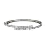 "Simply Vera Vera Wang Sterling Silver Lab-Created White Sapphire Bypass Bangle Bracelet, Women's, Size: 7"""