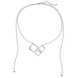 "Sterling Silver Cubic Zirconia Square Double Strand Necklace, Women's, Size: 16"", White"