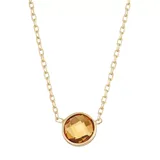 "10k Gold Citrine Circle Pendant Necklace, Women's, Size: 17"", Orange"