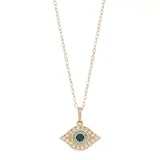 "10k Gold Cubic Zirconia Evil Eye Pendant Necklace, Women's, Size: 18"", Blue"