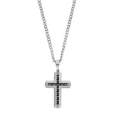 Men's Stainless Steel & Carbon Fiber Cross Pendant Necklace, White