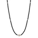"Sterling Silver Black Spinel & Freshwater Cultured Pearl Necklace, Women's, Size: 18"""